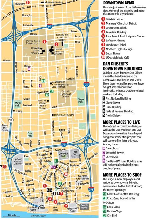 Downtown Detroit Map Map Of Downtown Detroit Michigan Usa