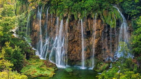 National Park Plitvice Croatia Waterfall Cliff Nature