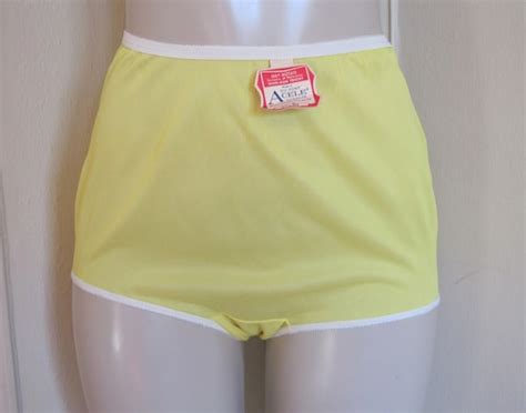 1960s Bright Yellow Panties High Waisted Vintage Size 9xx