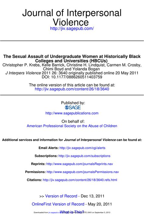 Pdf The Sexual Assault Of Undergraduate Women At Historically Black Colleges And Universities
