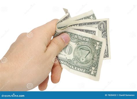Hand With Few Bucks Isolated On White Stock Photo Image Of Objects
