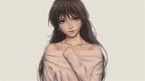 Anime Girl With Brown Hair And Gray Eyes