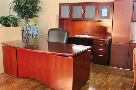 Bradford Series Medium Cherry Wood L Desk • Peartree Office Furniture