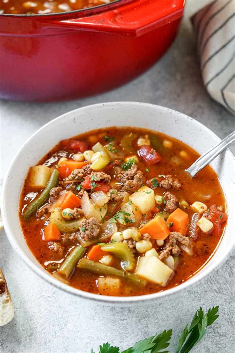 Easy Vegetable Beef Soup With V Juice Get On My Plate
