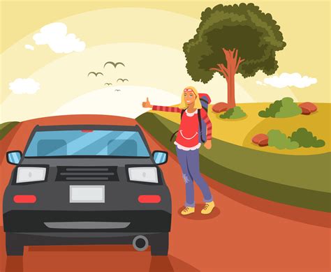 girl hitch hiker vector vector art and graphics