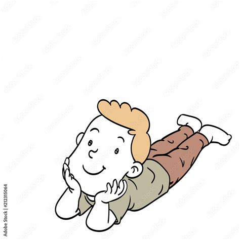 Hand Drawn Of A Laying Boy Cartoon Vector Illustration Stock Vector