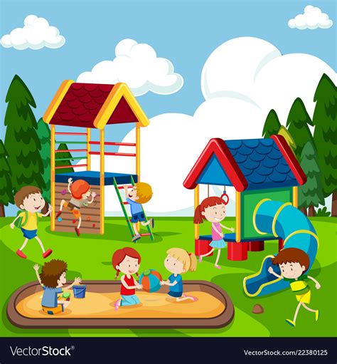 Children Playing On Playground Royalty Free Vector Image