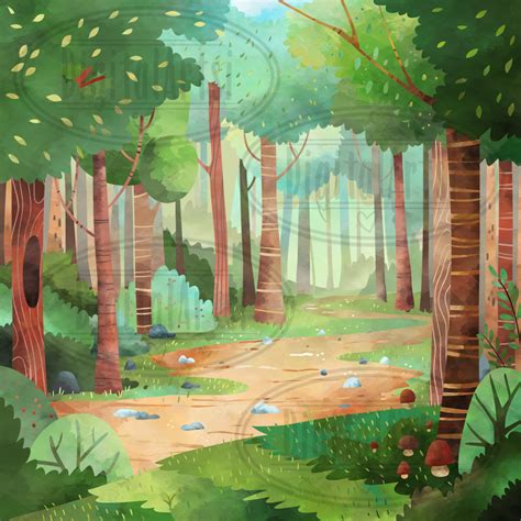 Watercolor Forest Path Set By Digitalartsi