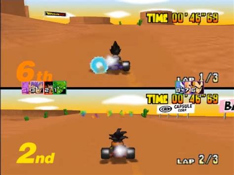 Other changes include custom title screens and menus; Dragon Ball Kart 64 : Quand Mario est envahi par les saiyens