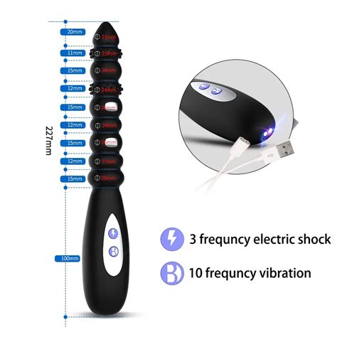 New Electric Shock Pulse Vibrating Anal 9 Bead Prostate Massager 360
