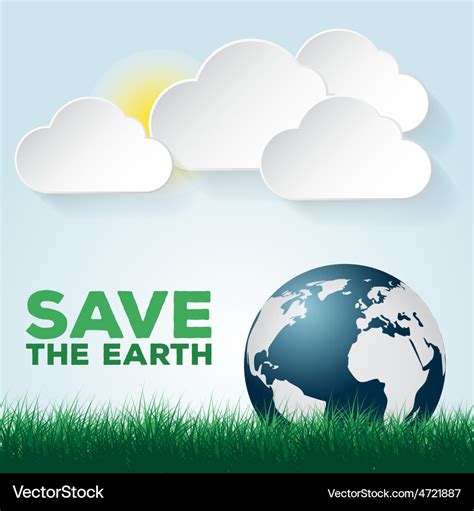 Save Our Earth Blue And Green Poster Template Vector Image