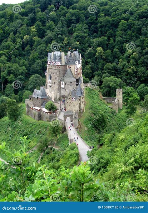 Burg Eltz Germany Front View On A Foggy Day In Autumn Editorial Photo