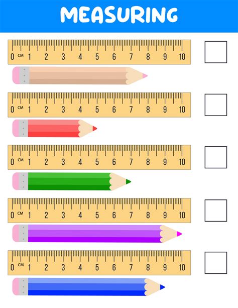 Measuring Length With Ruler Education Developing Worksheet Game For