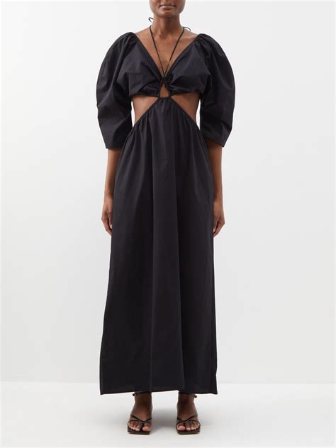 Black Shaina Cutout Organic Cotton Poplin Dress Mara Hoffman Matches Uk