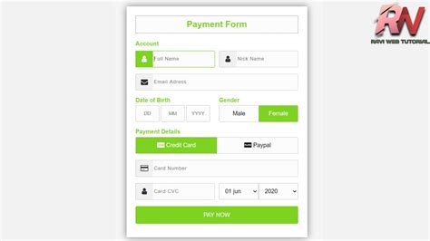 How To Create Payment Form Page Design Using Html And Css Pure Css