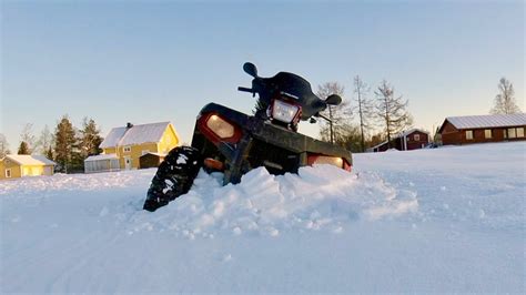 Atv In Deep Snow Stuck Polaris Sportsman Youtube