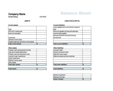 Simple Balance Sheet Templates Examples TemplateArchive