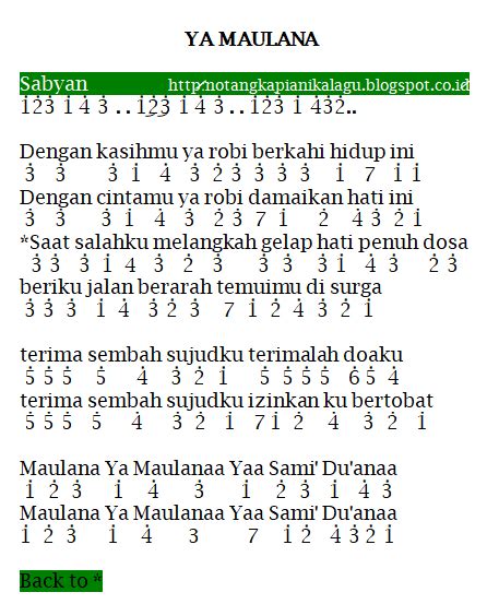Ya maulana sabyan lirik lagu mp3 download from mp3 lagu mp3. Not Angka Pianika Lagu Sabyan Ya Maulana