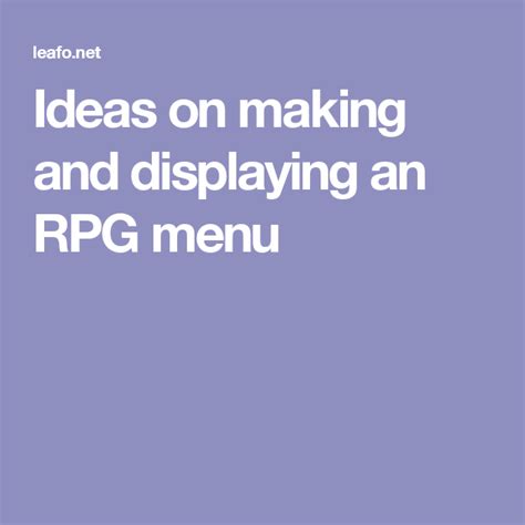 From zero to killer campaign concept book, i paid particular attention to the left hook plot twist idea section of each seed.there are some excellent twists in the book! Ideas on making and displaying an RPG menu | Game design ...