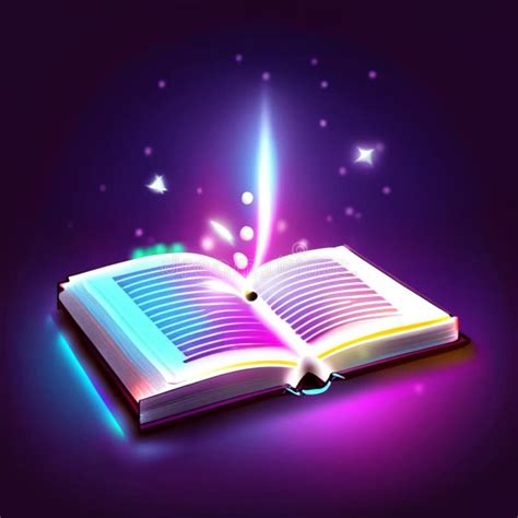 Magic Book With Magic Light Effect Vector Illustration In Neon Style