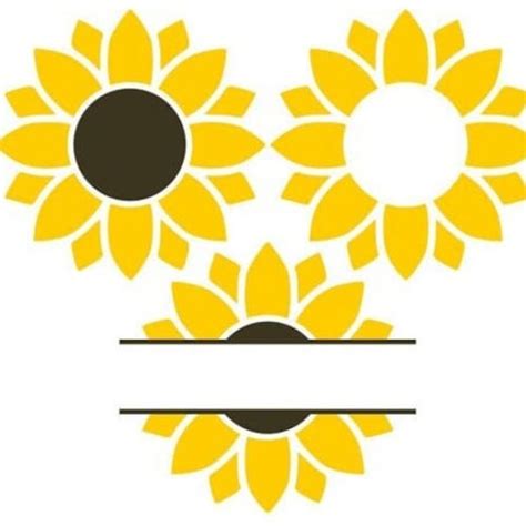 Editable Sunflower Monogram Clip Art Png Cutting Digital Etsy Uk