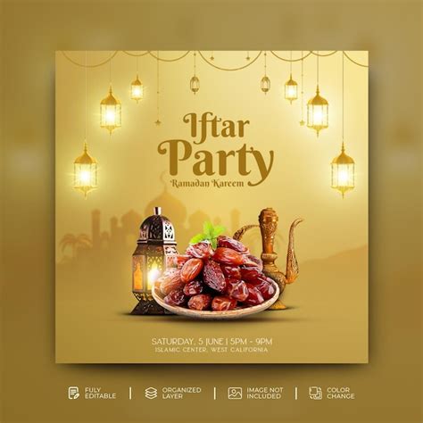 Premium Psd Ramadan Kareem Iftar Party Invitation Social Media Post