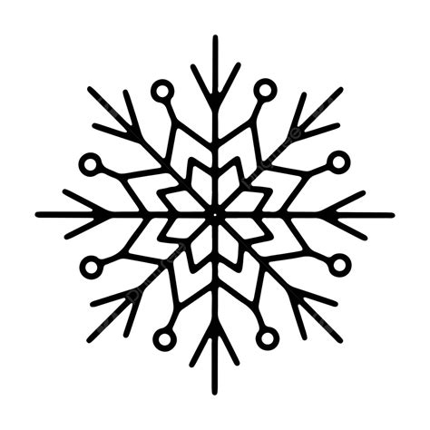 Simple Outline Snowflake Sign Doodle Snowflake Icon Drawing Object New