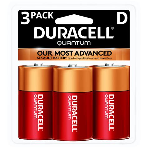 Duracell 1.5V Quantum Alkaline D Batteries with PowerCheck, 3 Pack ...