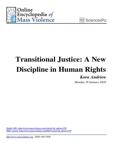Transitional Justice A New Discipline In Human Rights Pdf