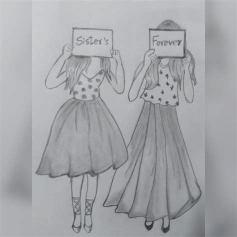 sisters ️👭 sisters drawing cool pencil drawings beautiful sketches