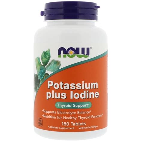 Potassium Plus Iodine 180 Tablets Now Foods Superfoodsnz
