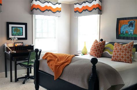 These fun kids' room ideas show that any space has the potential to transform thanks to cheap decor 30+ creative kids' room ideas for a more inspiring space. Gray and Orange Boys Room - Contemporary - boy's room ...