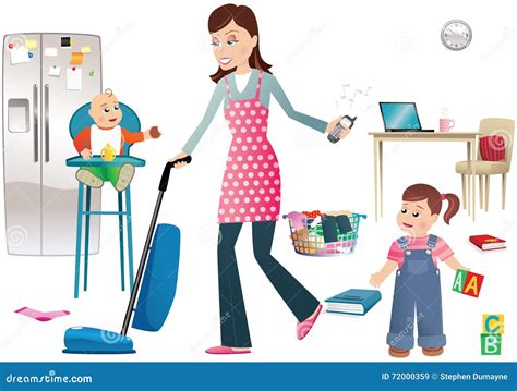 Busy Mother And Children Stock Vector Illustration Of Interior 72000359