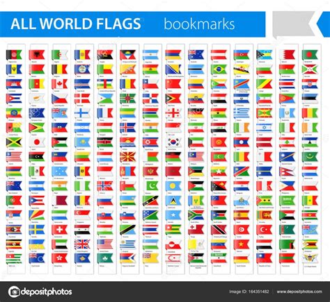 Bookmark Flag Icons All World Vector — Stock Vector © Dikobrazik