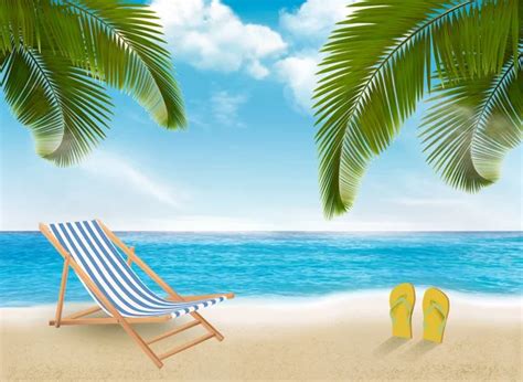 Beach With Palm Trees And Beach Chair Summer Vacation Concept B Stock
