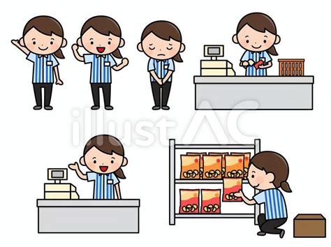 コンビニ店員イラスト No 1256632／無料イラストフリー素材なら「イラストac」