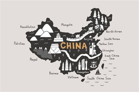 China Map Tourist Map Svg Illustrations Creative Market