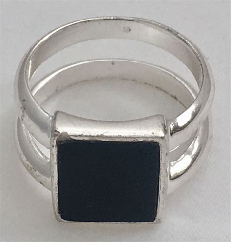 925 Sterling Silver Elegant Black Onyx Square Ring Etsy Square
