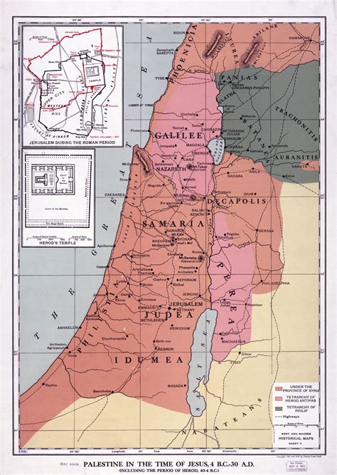 Large Scale Detailed Old Map Of Palestine In The Time Of Jesus 4 Bc