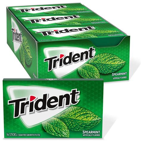 trident spearmint sugar free chewing gum with xylitol 14 sticks 39 ml uk grocery