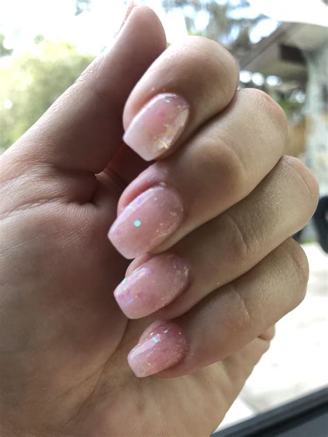 Sns Dipping Powder Very Light Pink With A Hint Of Sparkle On Acrylic Love Rnails