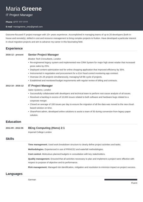 This project manager resume template checks all the right boxes. it project manager resume example template influx in 2020 | Project manager resume, Manager ...