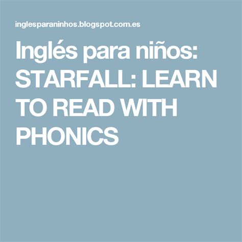 Inglés Para Niños Starfall Learn To Read With Phonics Inglés Para