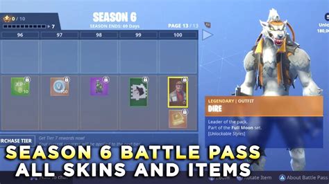 All Skins And Items Season 6 Battle Pass Tier 100 Fortnite Battle