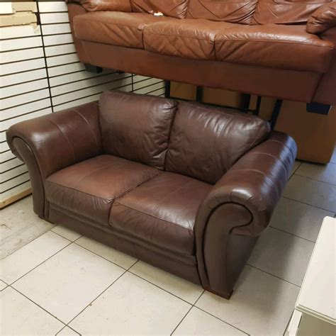 Brown Leather Two Seater Sofa Yenluii 96