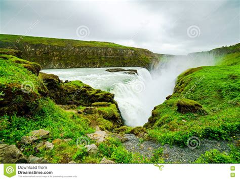 Gullfoss Waterfalls In The Canyon Of The Hvita River Stock Photo