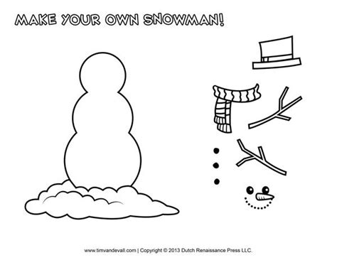 Printable Paper Snowman Black And White Snowman Coloring Pages