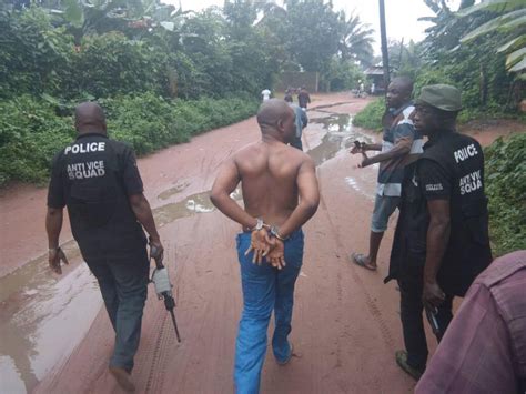 Photos Ritualist Arrested In Mbaitoli Imo State As Money Ritual Victim Escapes With Stab