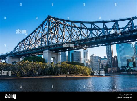 Iron Train Bridge Story Bridge Across Brisbane River Brisbane