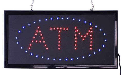 Atm Led Sign Flashing Animation With Blue Light Up Oval